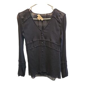 Michael Kors Black Fitted Long Sleeve Blouse